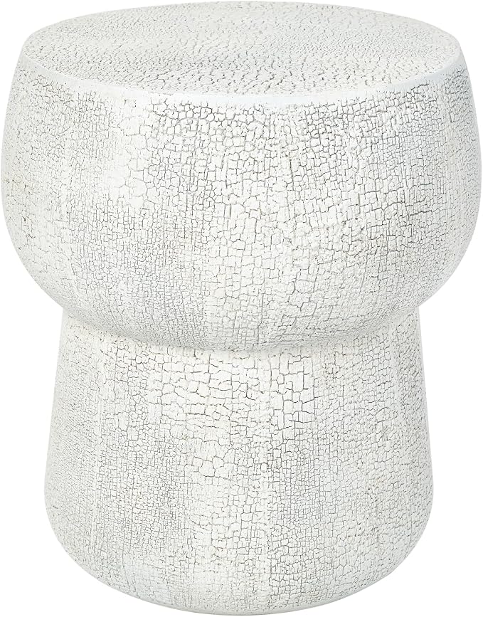 Outdoor Patio Faux Stone Accent Table, Modern Concrete Coffee Table with Double Barrel Shape Side Table, Garden Stool End Table for Patio, Garden, Backyard - 14.37" Grey MgO