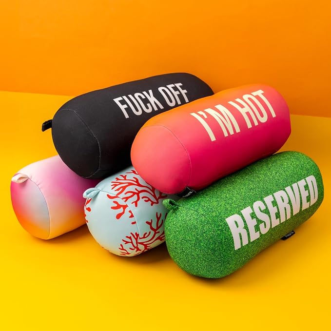 Fisura - Beach & Travel Pillow, Polyester Cushion, H*t | 11.4 x 4.7 in cylindrical beach pillow, pool cushion, polyester travel & camping pillow.