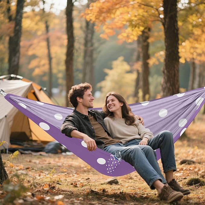 White Irregular Dots 330lb Capacity Outdoor Hammock with Portabl Carry Bag Backyard Hammock for Outside Patio Backyard Poolside amacas para patios con Base de adultos