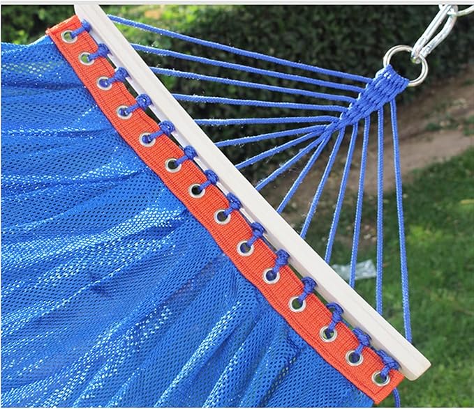 Camping Hammock, Outdoor Garden Hammock with Metal Ring Load Capacity 250 kg Portable Carry Bag and Hanging Straps for Patio Yard Beach Camping(Blue)