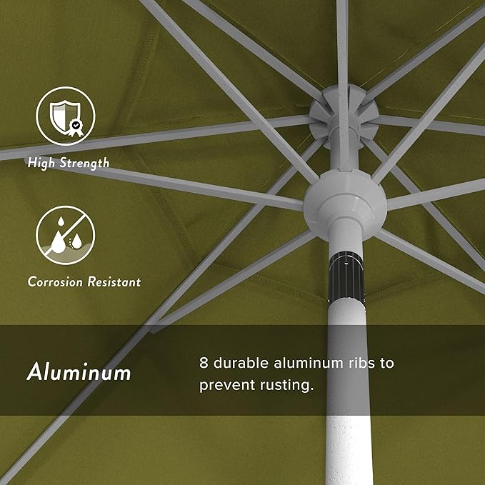 California Umbrella 7.5' Rd. Aluminum Patio Umbrella, Crank Lift, Collar Tilt, White
