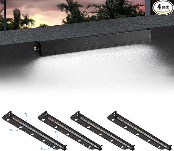 4-Packs 5W 12inch LED Hardscape Paver Lighting,12V AC/DC Low Voltage Retaining Wall Lights,Landscape Lighting,5000K Daylight White Outdoor Step Light,50,000 Hours Lifespan-Black