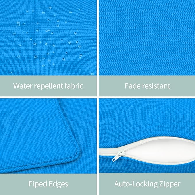 Pcinfuns Pack of 2 Outdoor Throw Pillows,18x18 Inch All-Weather Water-Resistant Patio Pillows with Inserts,Decorative Pillows for Patio Furniture,Couch,Sofa,Poolside,Sky Blue