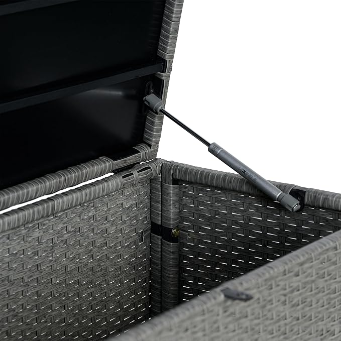 Eyely KRT1002A Elio 59.06" Modern Minimalist Outdoor Faux Wicker Deck and Patio Storage Box, Gray