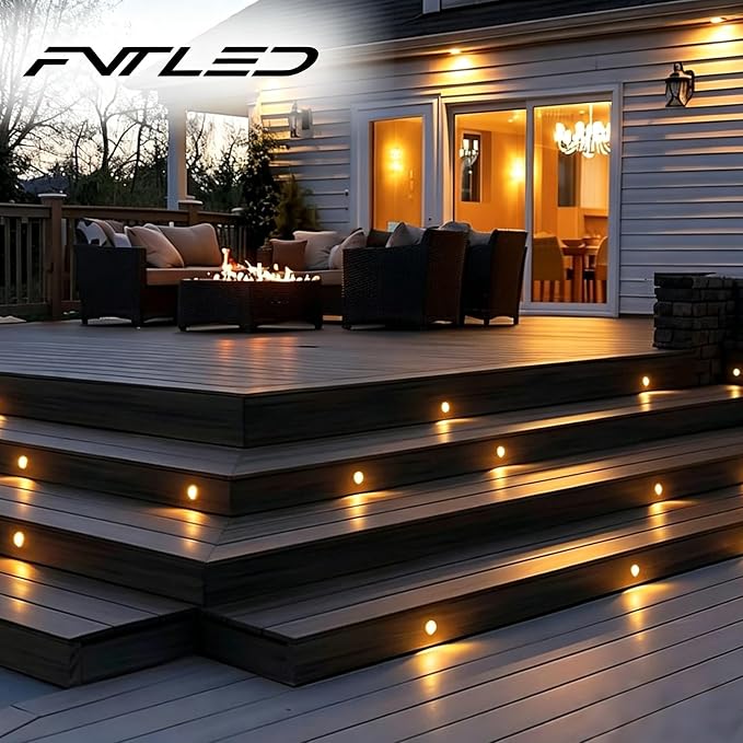 Warm White Low Voltage LED Deck Lights kit Φ1.38 Outdoor Garden Yard Decoration Lamp Recessed Landscape Pathway Step Stair Warm White LED Lighting, Black