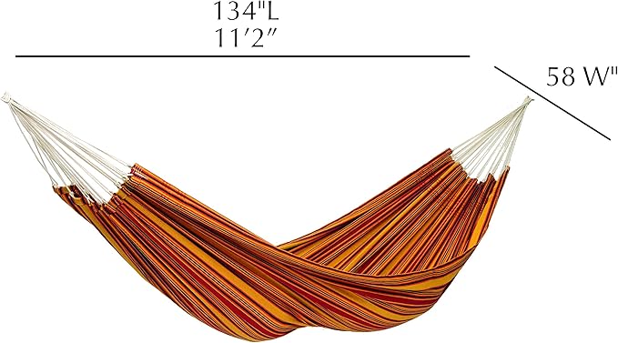 BYER OF MAINE Barbados Hammock, Authentic Brazilian, Sunset, Recycled Cotton/Polyester Blend, 134" L x 58" W, Holds up to 330lbs