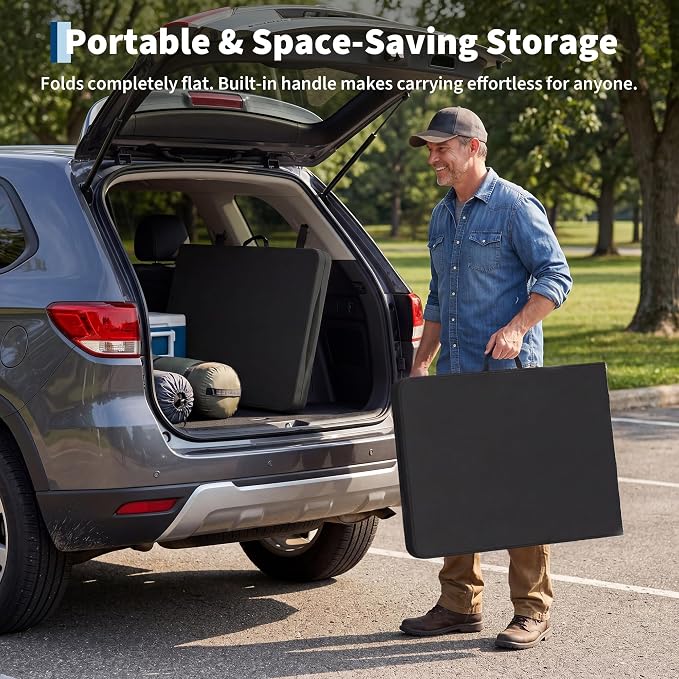 Garvee 6FT Portable Folding Table, HDPE Plastic Foldable Table with Carry Handle for Camping, Parties, Picnic & Events Indoor Outdoor, Black
