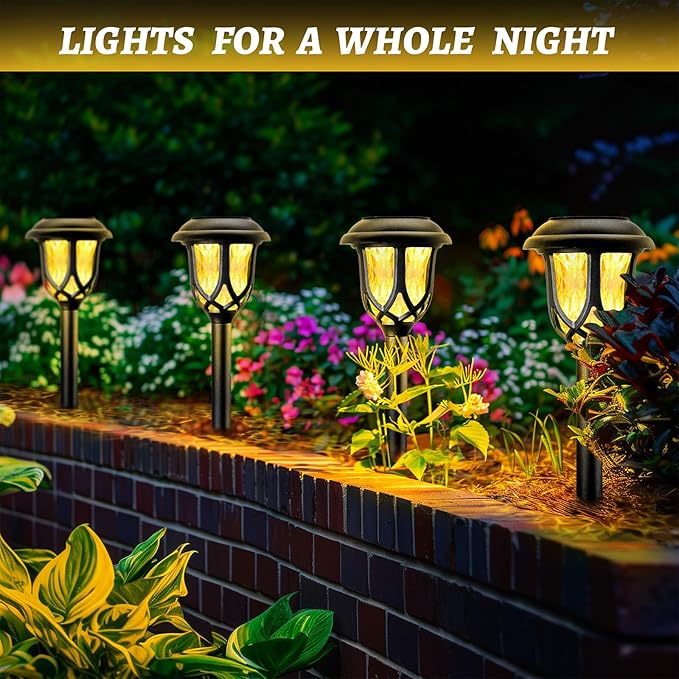 Anordsem Solar Garden Light Outdoor：6 Pack LED Waterproof Pathway Lighting - Uniquely Designed Modern Durable Decorative Lights for Lawns Walkways Backyards - Gifts for Gardening Enthusiasts