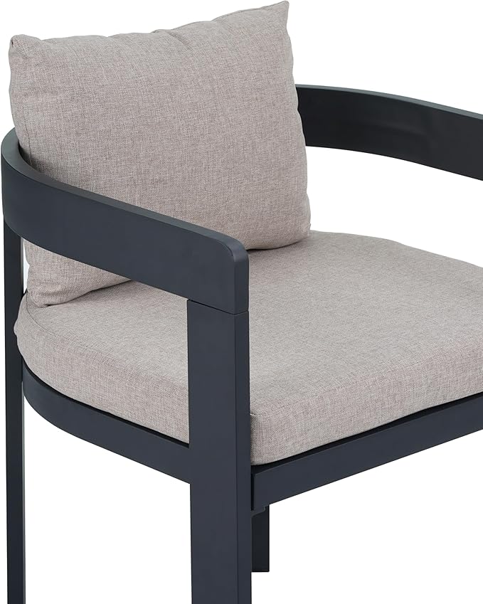 Christopher Knight Home Visol Acacia Wood Outdoor Dining Set for 8, 9 Piece Patio Dining Table and Chair Set, Aluminum Outdoor Dining Chair and Table Set with Removable Cushion, Teak+Gray+Dark Gray