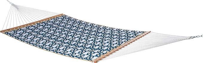 Vivere Quilted Polyester Fabric Double Hammock with Spreader Bars - 450 lb Capacity