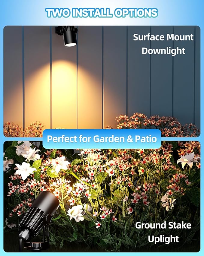 Outdoor Mini Spotlights, MR11 LED Bulb 12V Low Voltage Landscape Spotlight 2W 200lm, 2700K Warm White IP65 Waterproof Aluminum Light Fixture, 1 1/4" Short Head 2-Count