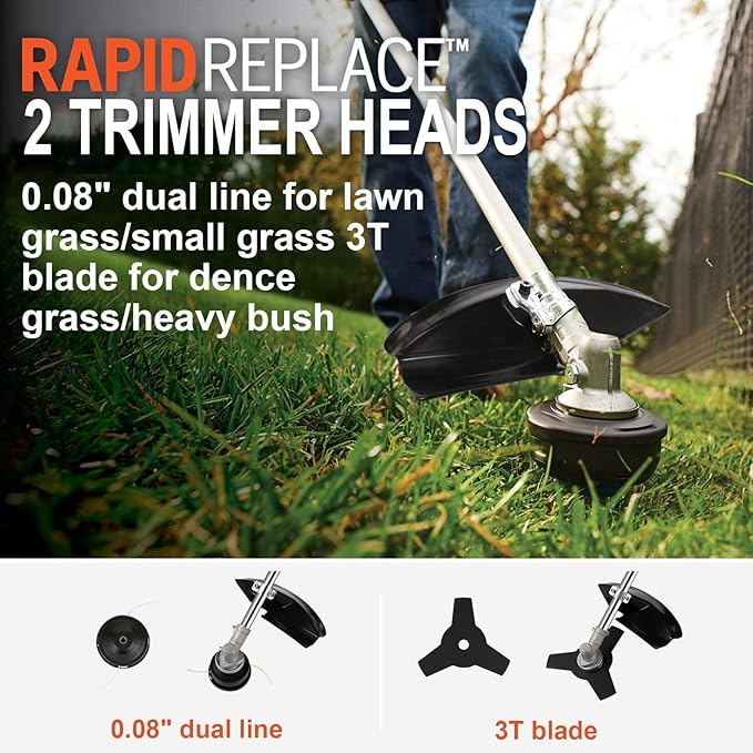 42.7cc Weed Eater Gas Powered 2-in-1 Cordless Grass Trimmer/Edger, 2-Cycle Gas String Trimmer with 2 Detachable Head for Trimming Grass/Weed