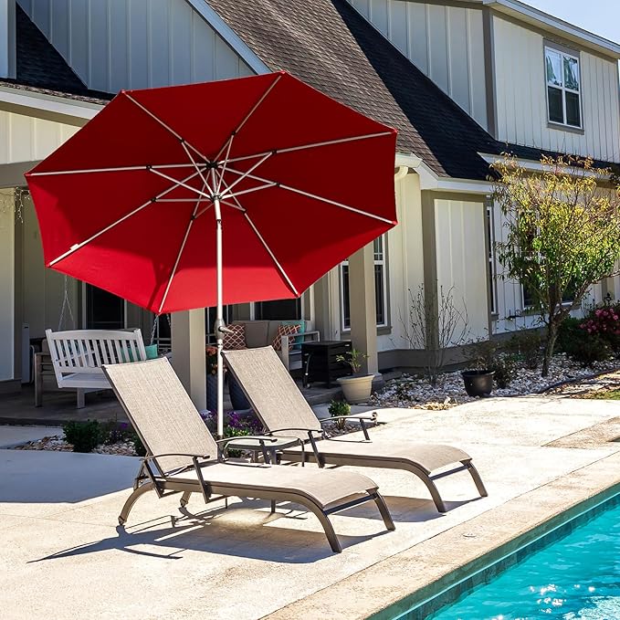 Domi 10FT Patio Umbrella, Outdoor Table Umbrella with Aluminum Pole, UV Protection Waterproof Market Sun Umbrella with Push Button Tilt and Crank for Garden, Deck, Backyard, Pool (Brick Red)