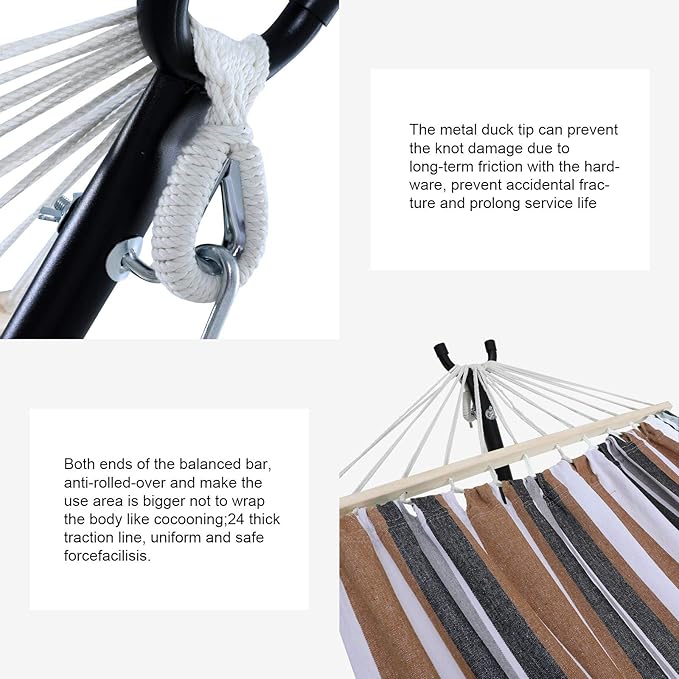 2 Person Adjustable Hammock with 10FT Heavy Duty Steel Stand and Spreader Bars, 550lbs Capacity,Included Portable Carrying Case for Indoor Outdoor