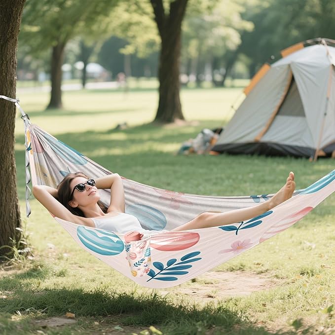 Hammocks for Outside Easter Colorful Eggs Camping Hammock Portable Hammocks with Tree Straps and Carry Bag Camping Accessories for Hiking Beach Outdoor