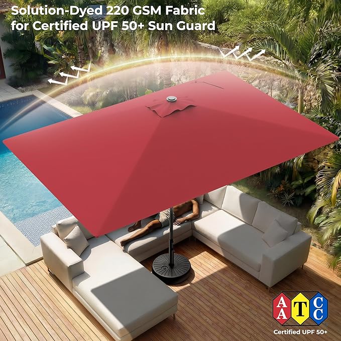 HOMSHADE 6.6 x 10 ft Rectangular Patio Umbrella Rectangle Umbrella Outdoor Patio, Large Outdoor Umbrellas for Patio Table with Tilting and Sun UV Protection for Pool, Deck, Market, Backyard