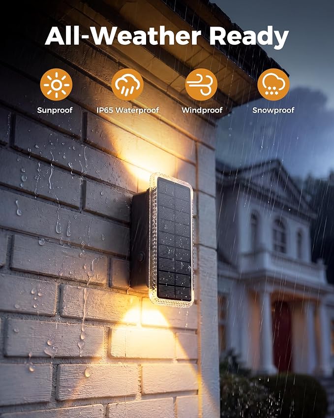 Solar Fence Lights Outdoor 6 Pack, 5CCT(3000K-6000K) Up and Down Solar Wall Lights, IP65 Waterproof Dusk to Dawn Wood Fence Lights Solar Powered for Patio, Porch, Backyard, Garage, Wall Decor