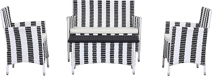 Safavieh Outdoor Collection Figueroa Black and White 4-Piece Patio Set
