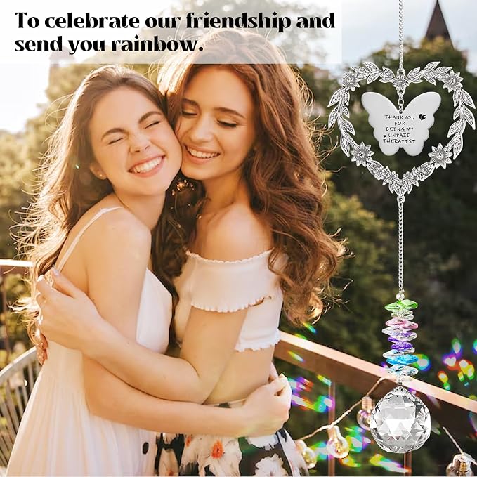 Best Friend Friendship Suncatcher Gifts for Women, Bestie Crystal Ornament | Indoor Window Hanging Decor Gift for Best Friend, Unique Heart Shaped Sun Catcher for BFF Birthday, Graduation, Farewell
