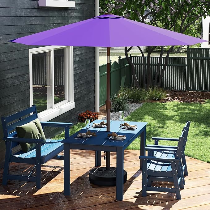 GREENVINES 9-FT-Patio-Umbrella | Outdoor-Table-Umbrellas | 8 Sturdy Fiberglass Ribs | Push Button Tilt & Crank | Waterproof | Market Umbrella | for Pool Backyard Garden Deck | Purple