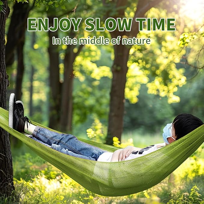 Hammock Chair Swing, Single Outdoor Hammock Swing, Lightweight Ice Mesh Cradle Chair Portable Indoor and Outdoor Hanging Chair Swing (Green)