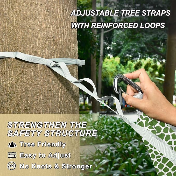 Camping Hammock Outdoor Hammocks for Outside Lizard Skin Green Beach Trees Portable Lightweight with Pockets Tree Straps Indoor