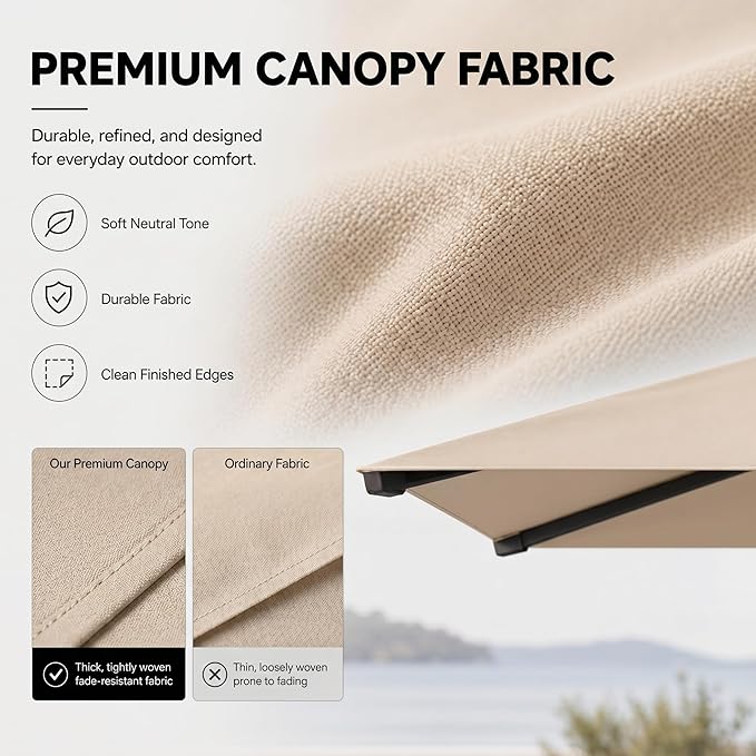 Cantilever Patio Umbrella, Large Square Outdoor Offset Umbrella with Aluminum Pole, 360-degree Rotation for Garden, Deck, Pool