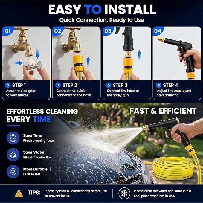 High Pressure Sprayer for Car Wash & Patio Cleaning, Easy Outdoor Watering Tool for Homeowners (BB+5 m Hose)