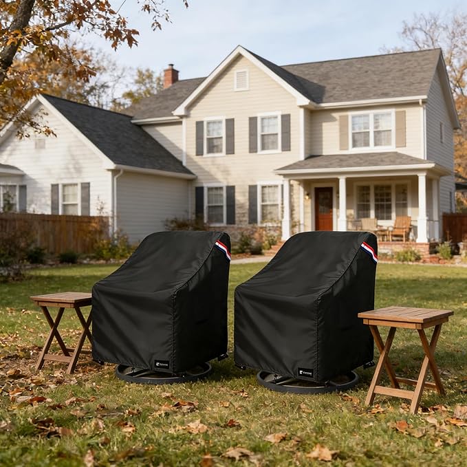 Outdoor Swivel Rocker Chair Cover 2 Pack,Waterproof Rocking Chair Covers, All-Weather Protection Outdoor Lawn Patio Furniture Covers for Patio Chair 30" W x 33" D x 32" H, Black