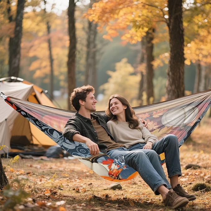 FRMG Thanksgiving Day Pumpkin Hammock 500 lbs Capacity Portable Hammocks with Tree Straps & Attached Carry Bag, Camping Essentials Gear, 2011673a