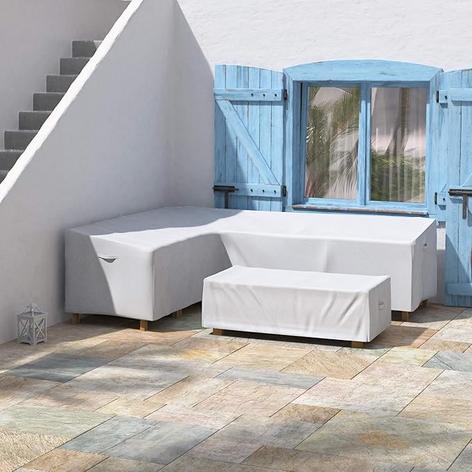 Simple Houseware Patio L-Shaped Left-Facing Sectional Sofa Cover Waterproof, 600D Heavy Duty, 83" x 104"