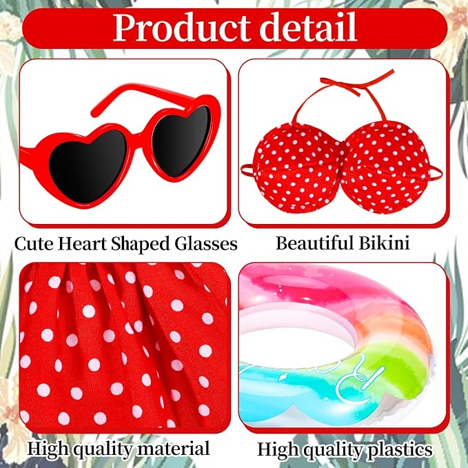 5Pcs Hawaiian Goose Outfit Lawn Bikini Porch Goose Clothes for Spring Summer Yard Lawn Outdoor Decoration (Red)