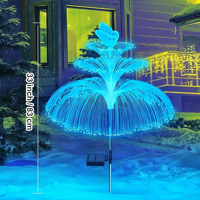 WEITEXS Solar Garden Lights 3 Pack New Upgraded Solar Lights Outdoor Waterproof 3 Layers 7 Color Changing Jellyfish Butterfly Decorations for Garden Yard Gifts for Women