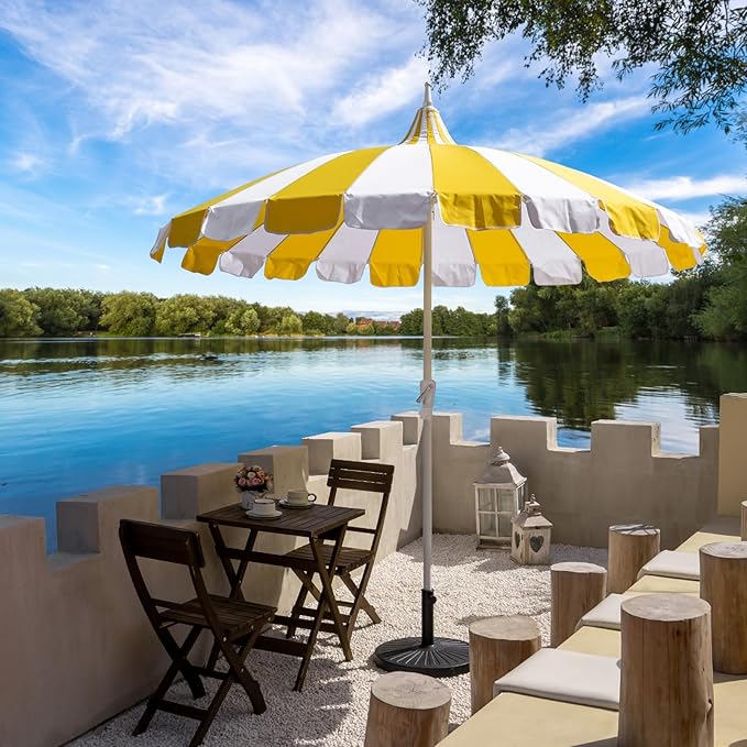 8Ft Patio Pagoda Umbrella, UV Protect Pool Umbrellas with Heavy Duty Pole, Outdoor Market Umbrella for Holiday Garden Backyard