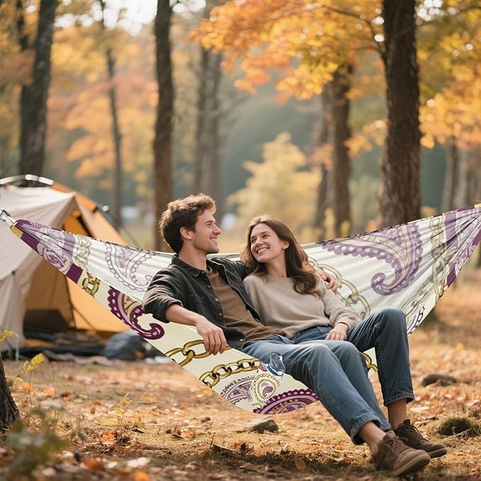 Chain and Paisley Hammocks for Camping with Portabl Carry Bag Portable Hammock Indoor Outdoor Patio