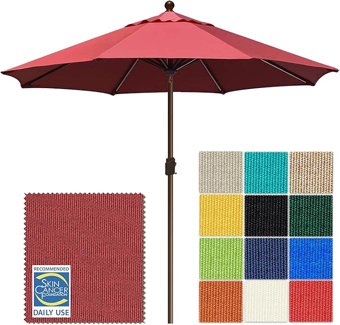 EliteShade USA 10-Year-Non-Fading 10Ft Market Patio Umbrella, UPF 50+ UV Protection Performance Sun Umbrella, Heavy Duty Commercial Grade Outdoor Table Umbrella with Crank & Tilt, Windproof Vented Top for Garden, Pool, Deck and Outdoor Playsets, Burgundy