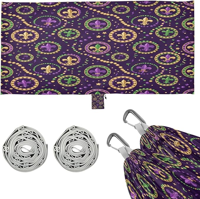 Hammocks for Outside Mardi Gras Elements Camping Hammock Portable Hammocks with Tree Straps and Carry Bag Camping Accessories for Hiking Beach Outdoor