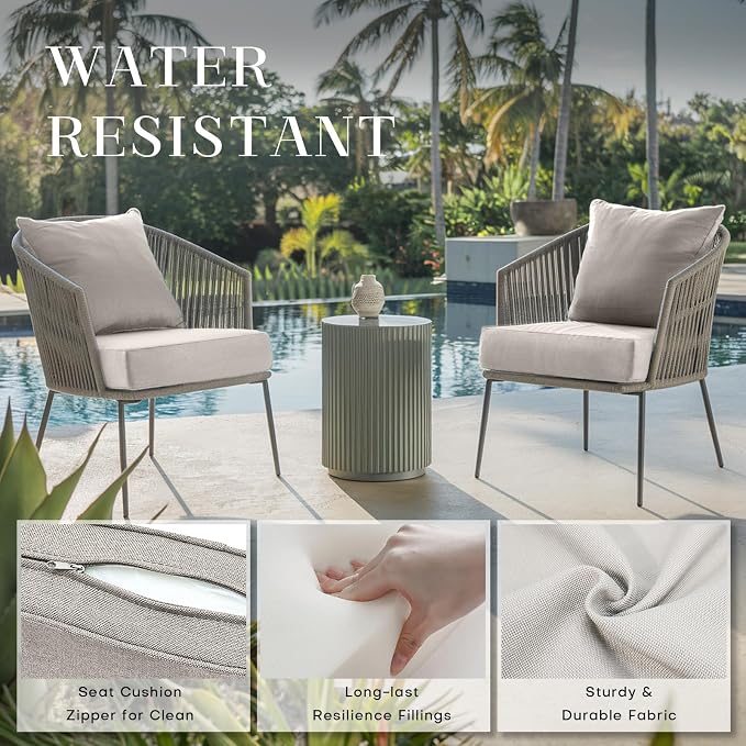 Luxury 24*24*6in Outdoor Patio Cushions, 1 Piece Beige Outdoor Cushion | 6in Outdoor Patio Cushions, Water-Resistant, Reversible, Removable Cover, for Patio Chairs Sofa Couch Loveseat