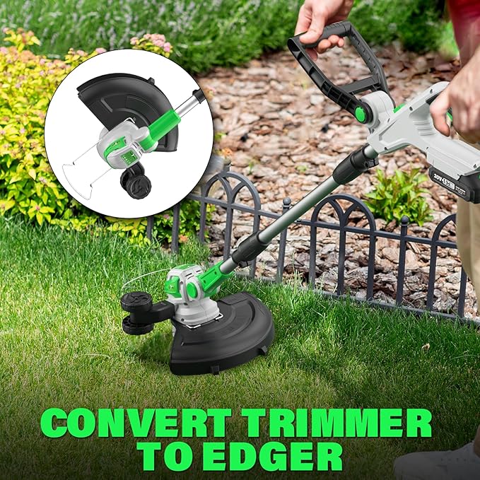 SOYUS 20V Cordless Electric Weed Wacker & 20V Leaf Blower Cordless with 2x2.0Ah Battery and Charger, 12 Inch String Trimmer with 8 Pack Replacement Spools