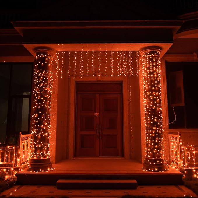 TW SHINE Orange Halloween Lights, 20FT 100 Count Incandescent Mini String Lights, Waterproof Halloween Decorations for Outdoor Indoor Patio Home Party Garden Yard Decor