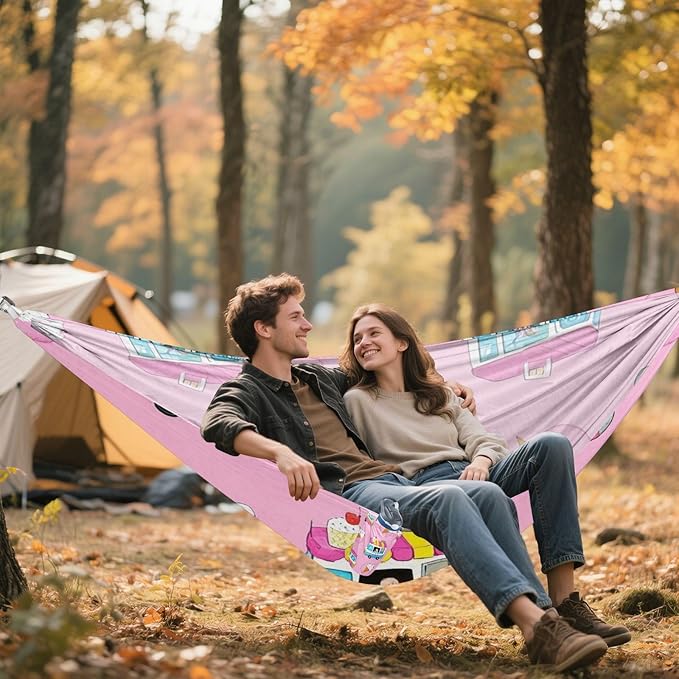Pink Ice Cream Truck Summer 330lb Capacity Hammocks Swing Hammock for Camping & Hiking Essential hamacas para adultos con soporte
