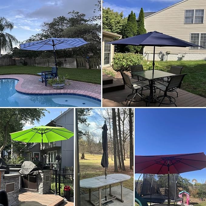 Outdoor Umbrella Replacement Canopy, Patio Umbrella Replacement Top Cover, Outdoor Umbrella Replacement Cloth, 6.5-13.1ft Waterproof UV-Resistant Fabric, for Garden Pool, Canopy Only