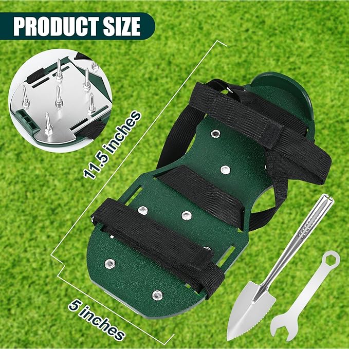 Miuwauer Lawn Aerator Shoes (Upgrade Version (Aluminum Alloy Sole), Green-Black)