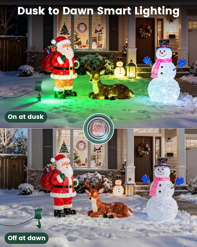 SURAIELEC Dusk to Dawn Christmas Spotlight Outdoor, Red & Green Decorative LED Landscape Spotlights with Timer, 6000K Daylight Waterproof Flood Lights for Yard, Tree, Flag, ETL Listed, 2 Pack