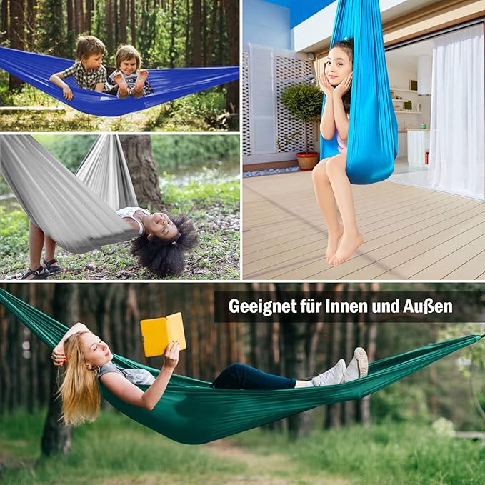 Yoga Swing for Kids Hammock Children Hangin Indoor Outdoor Autism Aspergers,ADHD Kids Hangin Therapy Swing 110inch x 59inch (Hardware Included) Green