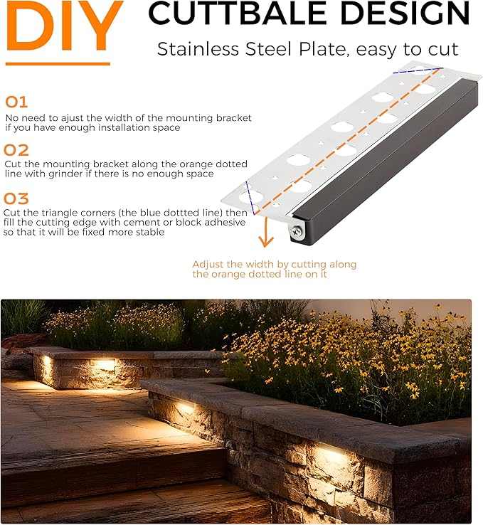 CLOUDY BAY [6 Pack] 12 Inch 12V-15 VAC/DC Low Voltage Hardscape Lighting Paver Light,Retaining Wall Lights Outdoor,IP65 Waterproof, 7W 2700K Soft White,Frost Lens Deck Step Light
