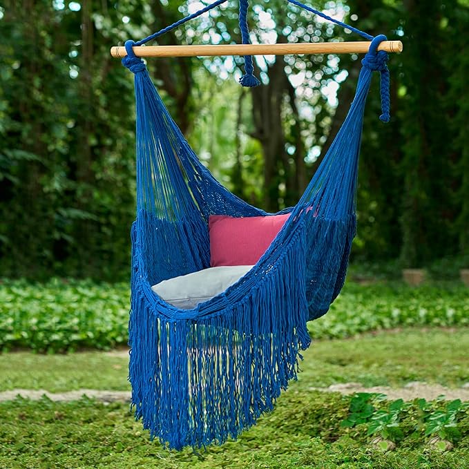 Novica Handmade Sea Breezes in Midnight Blue Cotton Hammock Swing (Single)