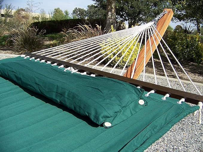 Deluxe Quilted Elegant Green, Double Padded Hammock Bed w/Pillow. 2 Person Bed. 425 LB Capacity. Stand NOT Included