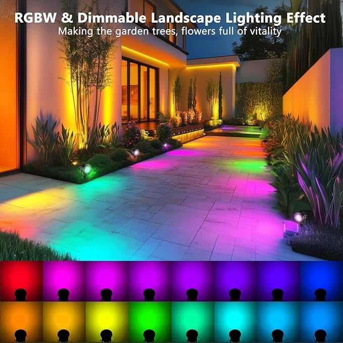 OurLeeme Lawn Flood Light Stake, RGB Spot Lights,8W Outdoor LED Flood Light Waterproof Garden Yard Lights with Remote Control,2-in 1 Landscaping Spotlights for Patio,Pathway, Driveway 85-265V (2 Pcs)