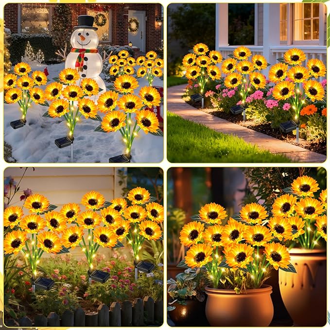 ZFNN Solar Outdoor Lights Garden Decor,6 Pack Solar Sunflower Lights, 36 Waterproof Garden Decor Flower for Outside Yard Patio,Flower Bed, Pathway, Gift for Women, Mom, Grandma- 6 Pack
